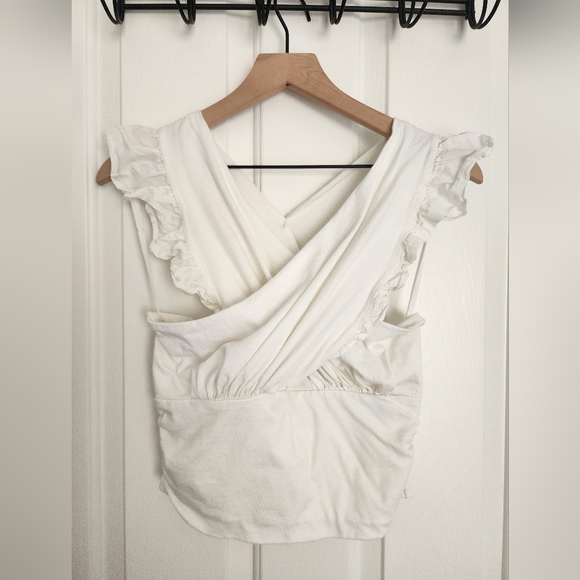 Anthropologie Pleated Ruffle Halter Top - Picture 4 of 8